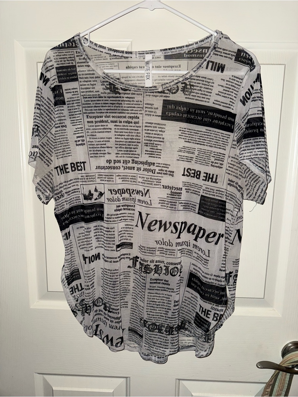 Newspaper Print Short Sleeve Tee - Black & White